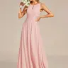 EVER PRETTY Chiffon Bridesmaid Dress - Women's Dresses, Sleeveless, Minimalist Classic Fitted Plain A-Line, Hollow Out, Waist Ribbon, Elegant Formal Wedding Guest Attire for Bridal Party ES01955, Womens Dresses,sohochic