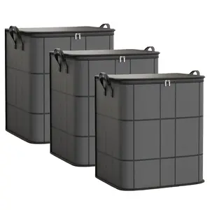 3-Piece Large Capacity Clothing Storage Bags Set, Garment Organizer, Foldable Organizer Boxes with Reinforced Handles & Durable Zippers, Ideal for Clothes Blankets Mattresses, Bedroom Storage Organizer
