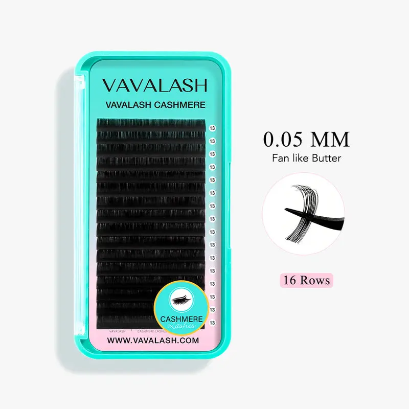 VAVALASH Cashmere Fiber Lightweight Russian False Eyelashes - 0.05mm, Cruelty-Free, Cosmetic Makeup Lashes with Controlled Grip, Easy to Remove (False Eyelashes & Adhesives)