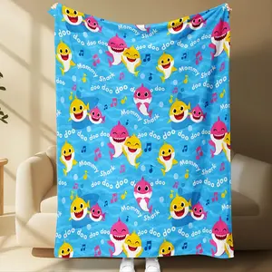 1pc Baby Shark Blanket Super Soft Lightweight Warm All Season Throw for Kids Toddlers Sofa Bed Travel Camping Perfect Christmas Halloween Gift for Boys Girls