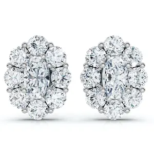 1 1/2Ct Oval Diamond Halo Studs 14k Gold Women's Earrings Lab Grown 1 1/2Ct Oval Diamond Halo Studs 14k Gold Women's Earrings Lab Grown