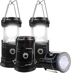 4-Pack Collapsible Solar LED Camping Lanterns - Portable Waterproof Emergency Lights with USB Charging for Hurricane, Hiking, Power Outages, Night Fishing & Outdoor Survival