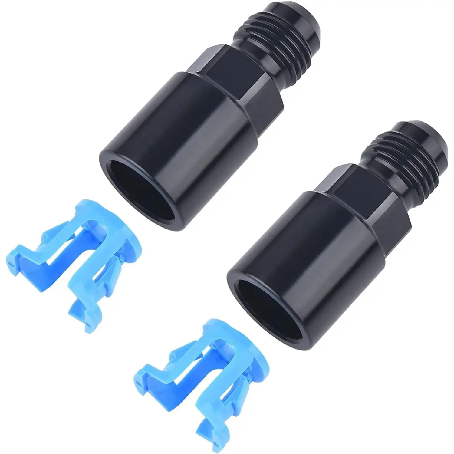 2PCS Fuel Line Fittings - LS Swap & Transmission Cooler Adapters with Spring Locks, 6AN Male to 3/8" & 5/16" SAE Quick-Disconnect Female Push-On EFI Fuel Rail Connectors