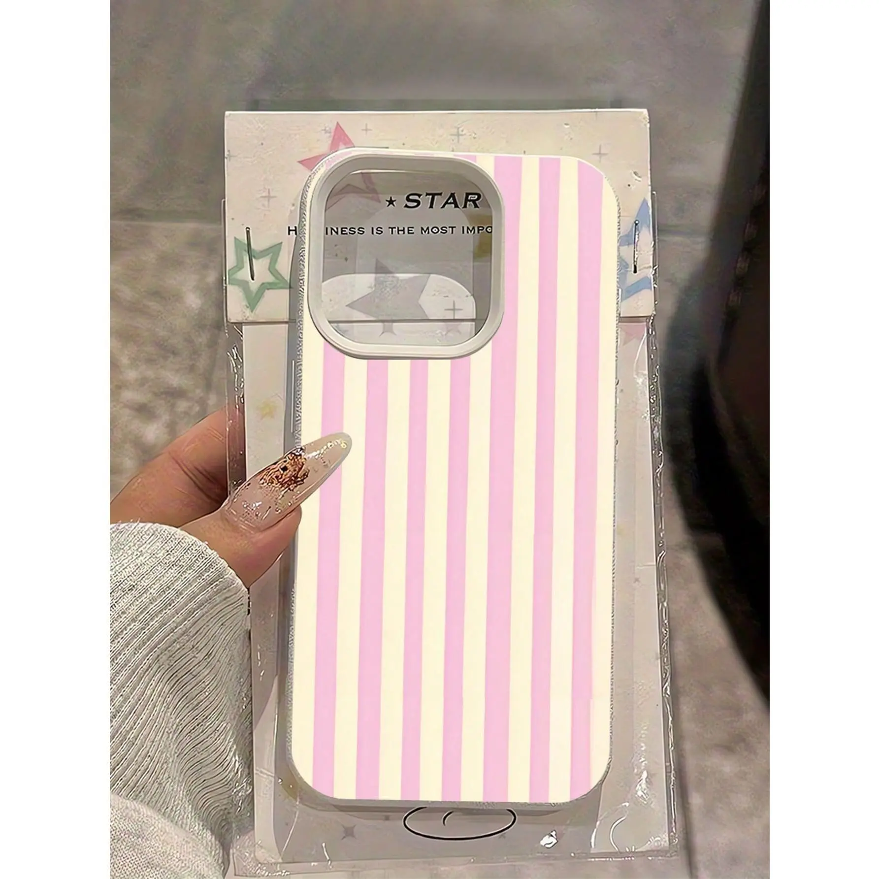 This minimalist pink striped phone wallpaper background features a milky white phone case with a large-pore texture. It's also compatible with iPhone 17/16/15/14/13/12/11/X/XS/XS Max. It's the perfect holiday gift for friends, family, and yourself.