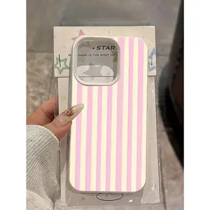 This minimalist pink striped phone wallpaper background features a milky white phone case with a large-pore texture. It's also compatible with iPhone 17/16/15/14/13/12/11/X/XS/XS Max. It's the perfect holiday gift for friends, family, and yourself.