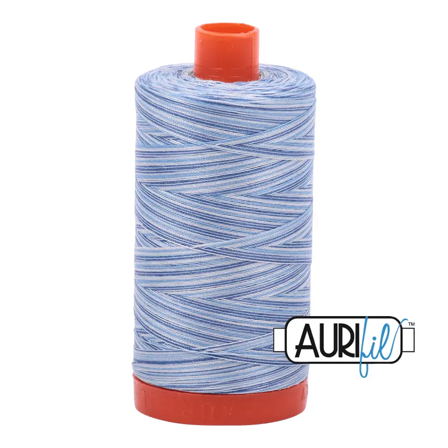 Aurifil 50wt Cotton Variegated Thread - 1422yd, Storm At Sea, Decorative Sewing, Maintains Reliable Tension, Cleanly Feeds, Cool-Toned Piecing, Extra Visual Depth, A1150-4655