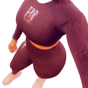 Getfitbyj Brown Workout Long Sleeve Two Piece Set for Women - Very Comfy and Cute - Womenswear, Top