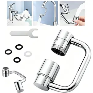 Water Saving - 1080° Universal Rotating Water Faucet with Splashproof  Joint - 304 Stainless Steel for Kitchen & Bathroom Use, Mechanical Arm Design Kitchen Faucet