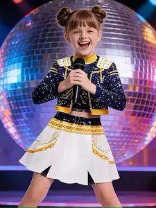 3-Piece K-Pop Girl Group Costume Set, Performance, Idol Singer Party Stage Wear, Halloween Holiday Dance Uniforms, Clothes