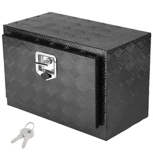 VEVOR Underbody Truck Box,  24" x 12" x 14" Pickup Storage Box, Heavy Duty Aluminum Diamond Plate Tool Box with Lock and Keys, Waterproof Trailer Storage Box with T-Handle Latch for Truck, Van, Trailer
