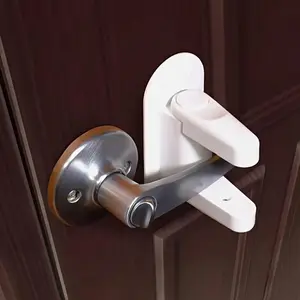 Door Handle Lock Easy Installation No Tools Required 2 Button Press 90 Degree Rotating Handle Polished Metal Surface Durable Reliable Door Security Lock