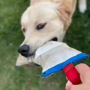 Calmr Dog Toys Vim 16 (1 Pound).  Tough Irrigation Hosing filled with Crushed Walnut Shells.  Perfect for interactive play such as fetch and tugging.  Good for medium and large dogs with high play drive.