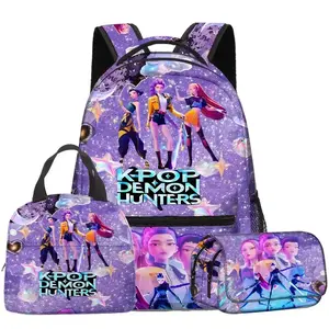 2026 Trendy 3D Marble Print 3-Piece Backpack Set for Girls, K Music Hobby Fan School Backpack Kit, Water Resistant Nylon Daypack with Lunch Bag & Pencil Case, Portable Stationery Organizer for Teen Students & Music Enthusiasts