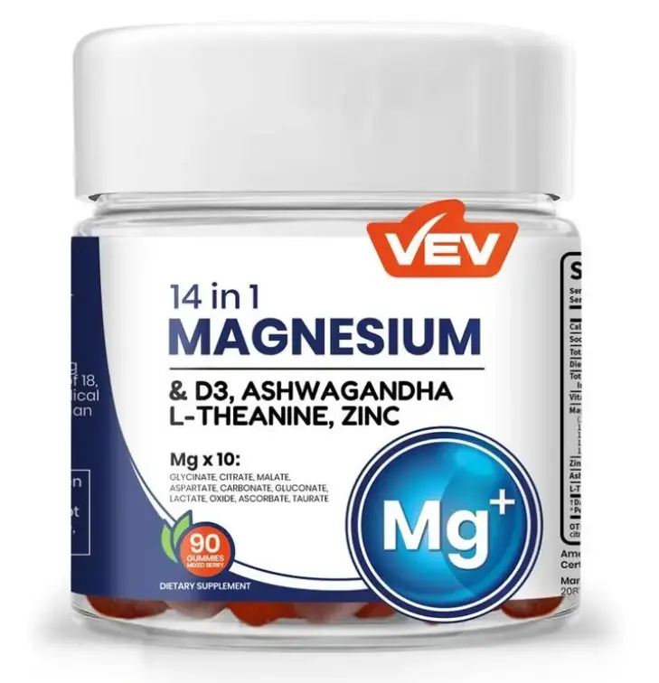 VEV 14-in-1 Magnesium Gummy Supplement | Ashwagandha, L-Theanine, D3 & Zinc Infused
