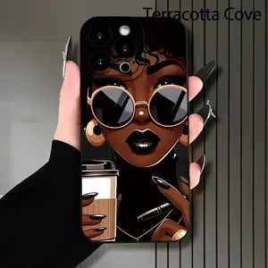 A trendy black leather phone case with a beautiful pattern, compatible with iPhone 17, 17 Pro, 17 Air, 17 Pro Max, and 16, 15, 14 Plus and 13, 12 Pro Max, as well as Samsung Galaxy S22/S23/Ultra/S25. This product is unisex.