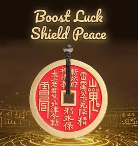 Mountain Spirit Coin and Taoist Amulet Coin| Authentic Chinese Feng Shui Decor| Daily Wear| Travel Safety| Family Happiness| Blessed by Taoist Priest