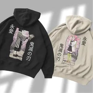 Demon Slayer Obanai Iguro & Mitsuri Kanroji Matching Couple Graphic Hoodie Casual Streetwear Fleece Fabric Pullover Hooded Sweatshirt Trendy Tops for Women for Men Perfect Valentine’s & Anniversary Gift