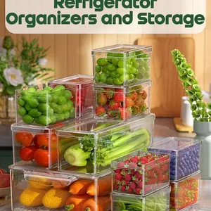 11 Pack Refrigerator Organizers, Stackable Fridge Storage Bins