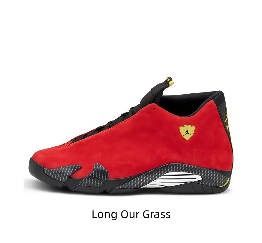 This vivid scarlet suede low-top sneaker carries bold racing-inspired street energy. Soft plush suede delivers textured feel, golden badge and carbon fiber sole form striking contrast, matching dark joggers for eye-catching urban daily styling.