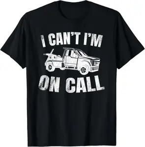 100% Cotton Tow Truck Driver Breakdown Lorry - Thin Yellow Line Trucker T-Shirt