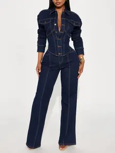 Nessa Denim Pant Set - Dark Wash
