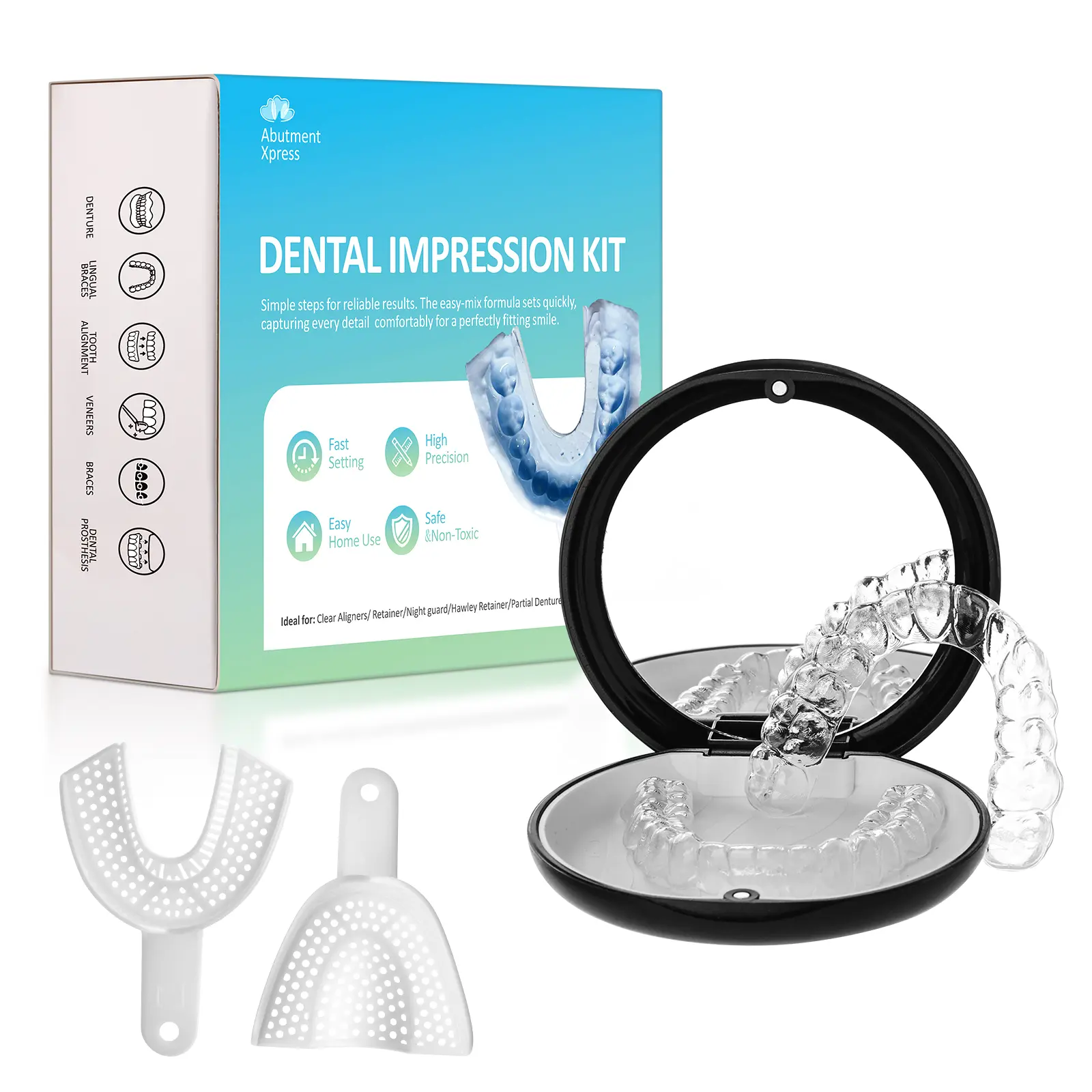 AbutmentXpress Custom Clear Retainer for Upper & Lower Teeth – Slim Transparent Teeth Retainer for Day & Night Wear, BPA-Free Personalized Design