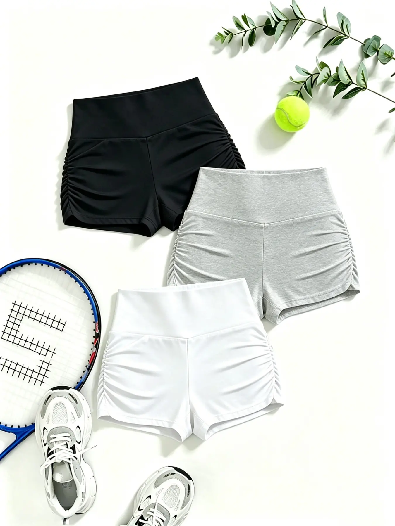Y2K High-Waisted Yoga Shorts for Women, Comfortable Elastic Waist, Soft Knit Material, Ideal for Gym, Yoga, Home, Cycling, All Seasons, Workout Shorts