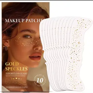 10 Pcs Glitter Freckles Face Tattoo, Face Glitter Makeup Patches, Waterproof Sparkle Freckles Tattoo Fairy Makeup Accessories For Women (Gold)