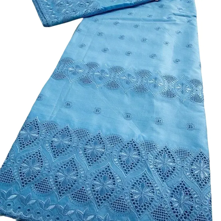 High Quality Polish Lace Fabric per yard Sky Blue Color with Detailed Patterns