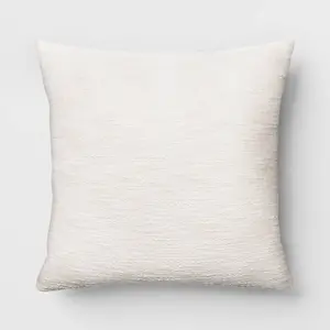 Oversized Square Cotton Boucle Reversible Throw Pillow with Linen Ivory - Threshold