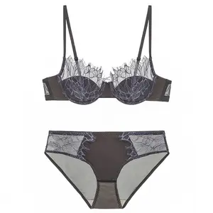 French Lace Sexy Cut-out Lingerie Women's Bra Set with Elegant Design and Comfortable Fit