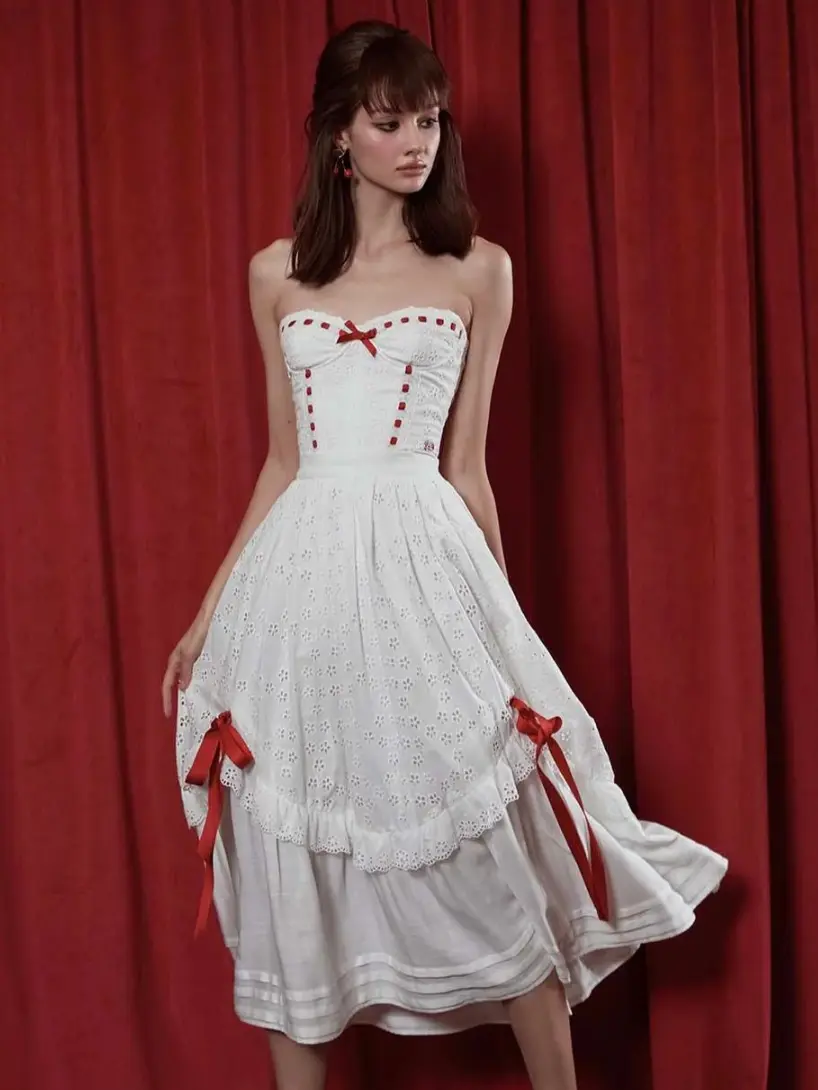 Red Ballroom Skirt & Top Set, Women's Clothes, Stylish Clothes for Formal Occasions