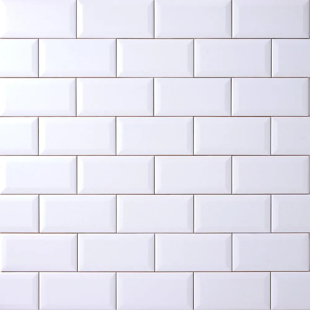 Timeless Ice White 3x6 Beveled Ceramic Tile Glossy