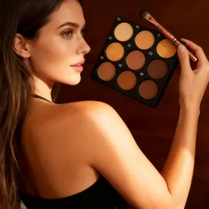 9-Color Dark Contour Palette — Full Coverage, Matte Finish, Waterproof & Long-Lasting, Natural Makeup