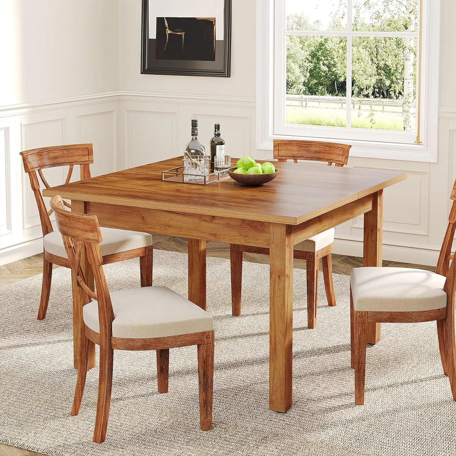 Tribesigns 39.4 Inches Square Dining Table for 4 People, Wooden Kitchen Table with Oak Finish Top and Solid Wood Legs (Only Table) Tribesigns 39.4 Inches Square Dining Table for 4 People, Wooden Kitchen Table with Oak Finish Top and Solid Wood Legs (Only Table)