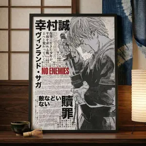 Vinland Saga Anime Poster Print, Thorfinn Manga Wall Art, Viking Japanese Minimalist Decor, Dark Anime Room Decor Gift for Him