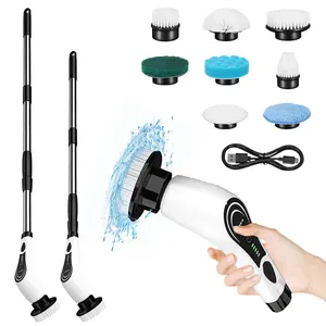 Cordless Electric Spin Scrubber Tile Cleaner - 9 Replaceable Brushes, 90 Mins Working Time, 3 Adjustable Sizes, 2 Speeds for Bathroom, Shower