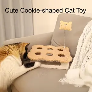 Interactive Cookie-Shaped Cat Toy Spring Plush Puzzle Box for Mental Stimulation Durable Soft Material Prevents Destructive Behavior Satisfies Hunting Instincts