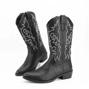 western boots men Men's Pointy Retro Embroidery High Cowboy Boots Fashion Desert Western Boots Footwear Walking Shoes Comfort pointed denim boots plus size cowboy boots tall tops riat men para caballero men western cowboy Vintage Western High-Top Cowboy