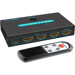 HDMI  Splitter 3 Port 4K HDMI Switcher 3 in 1 Out HDMI Switches Selector Box with IR Remote IR Remote Control Support 4K@30Hz Ultra  3D 2160P 1080P