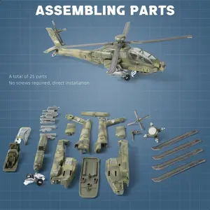 Ah-64 Helicopter Model Kit for Adults, Plastic Assembly Model, Model Aircraft, Ideal Desk Decoration, Perfect Gift for Collectors and Holidays