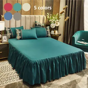 Solid Color Bed Skirt, 1 Set Adjustable Elastic Bed Cover, Easy To Clean Bedding Supplies for Home Bedroom Hotel Dormitory