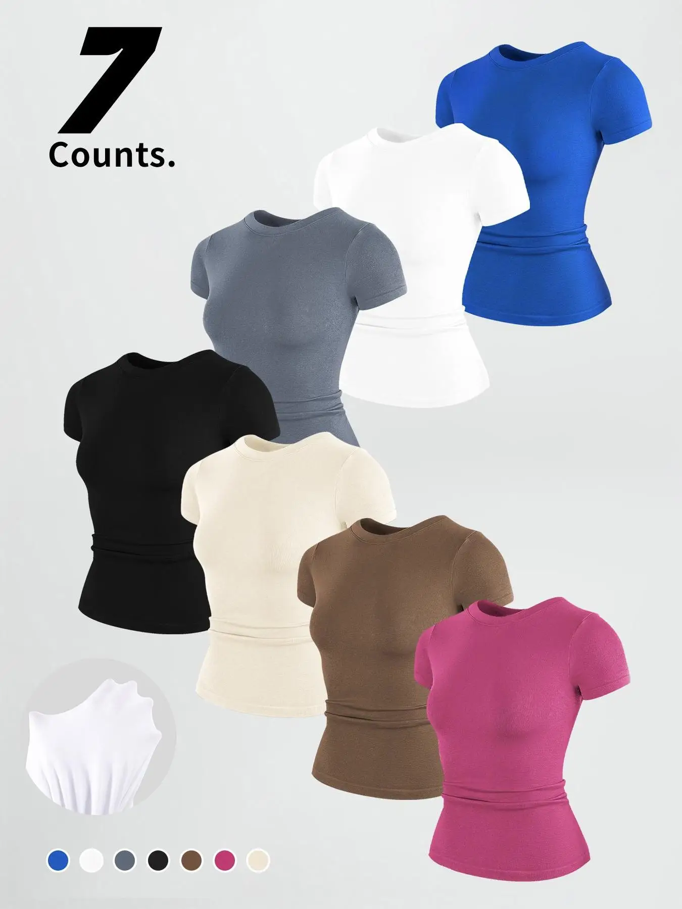 Women's Solid Color Round Neck Sports Tee, High Stretch Sporty Comfortable Breathable Crew Neck Short Sleeve T-shirt for Gym Workout, Ladies Sportswea