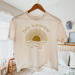 Boxy Croptop Comfort Colors tee with a minimalist sunshine graphic. Soft cotton, relaxed fit, perfect for summer vibes. A trendy Mother’s Day gift for moms who love comfort and style