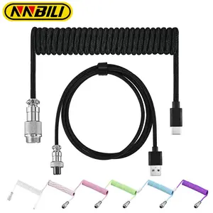 NNBILI Mechanical Keyboard Coiled Cable, 1 Count Type-C USB Aviator Coiled Cable, Type C Wired, Desktop Computer Gaming Keyboard Accessory