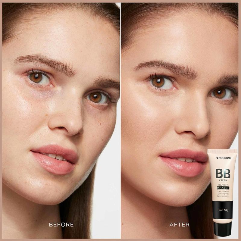 Amococo Hydrate BB Cream Full-Coverage Foundation & Concealer - 50g, Color Correcting, Moisturizing, Waterproof, Even Skin Tone Makeup Moisturizer - Cosmetic