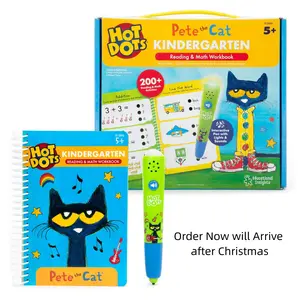 Educational Insights Hot Dots Pete the Cat – Kindergarten Reading & Math Workbook with Interactive Pen, Ages 5+
