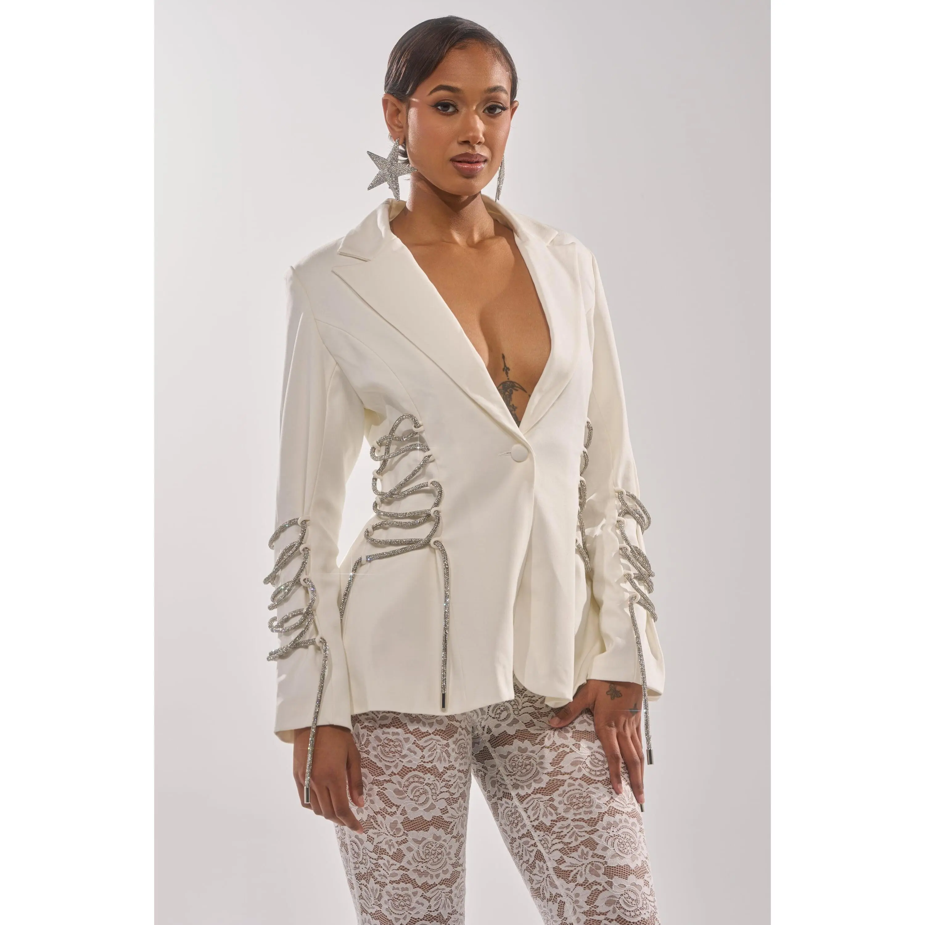 PRETTY PLEASE LACE UP BLAZER
