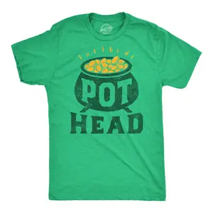 Mens Funny T Shirt Pot Head St Patricks Day Sarcastic Tee for Men Mens Funny T Shirts Cool Vintage Fashion T-Shirt Gift Classic Menswear Saint Patrick's Day Apparel for Men Funny Sarcastic Short Sleeve Novelty Green -