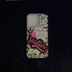 iPhone 16pro Hustle Case with Pink Rose and Money Design for Stylish Protection